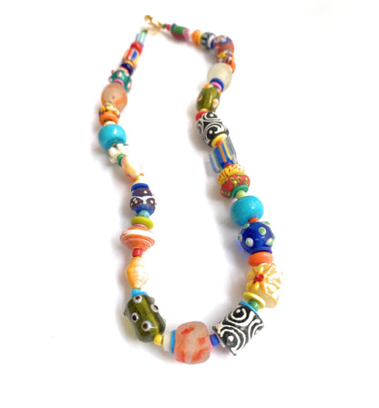 Maxi Collar de Vidrio Africano Multicolor - GRANATE 27