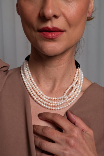 Maxi Collar Perlas y Ónix - GRANATE 27