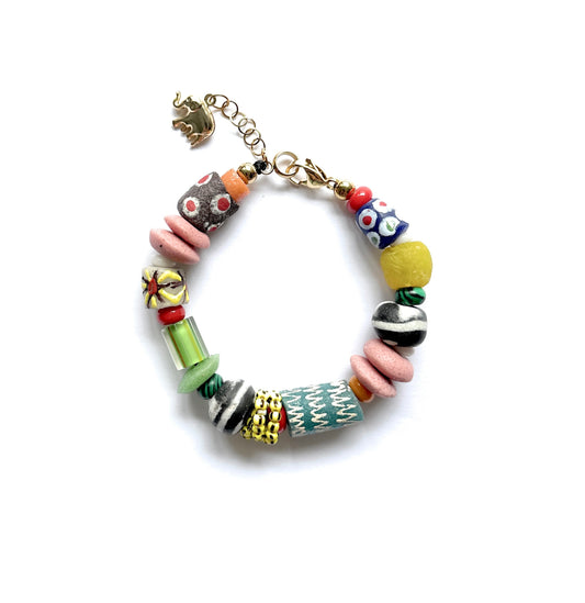 Pulsera Arrecife de Vidrio Africano - GRANATE 27