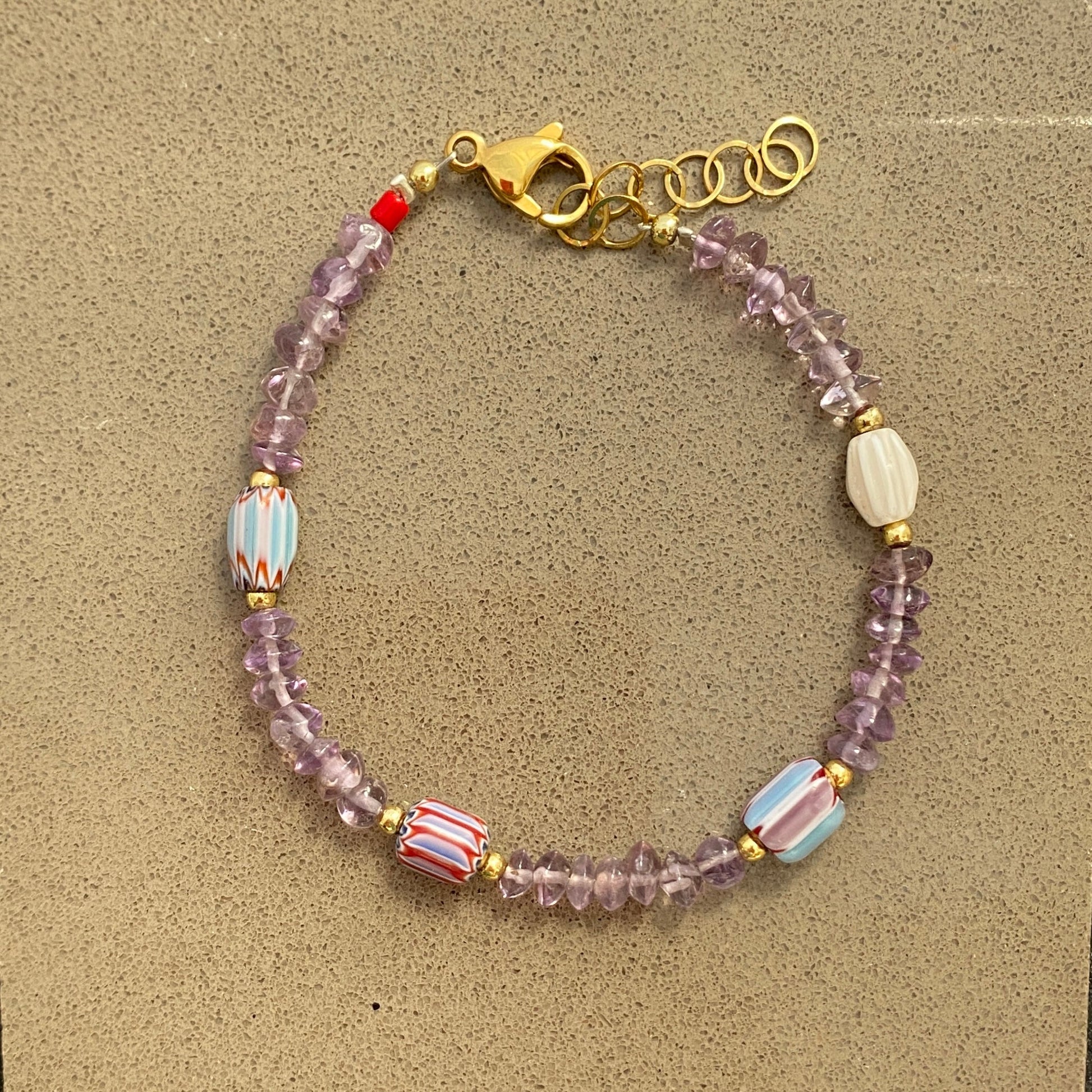 Pulsera de Amatista y Chevron - GRANATE 27