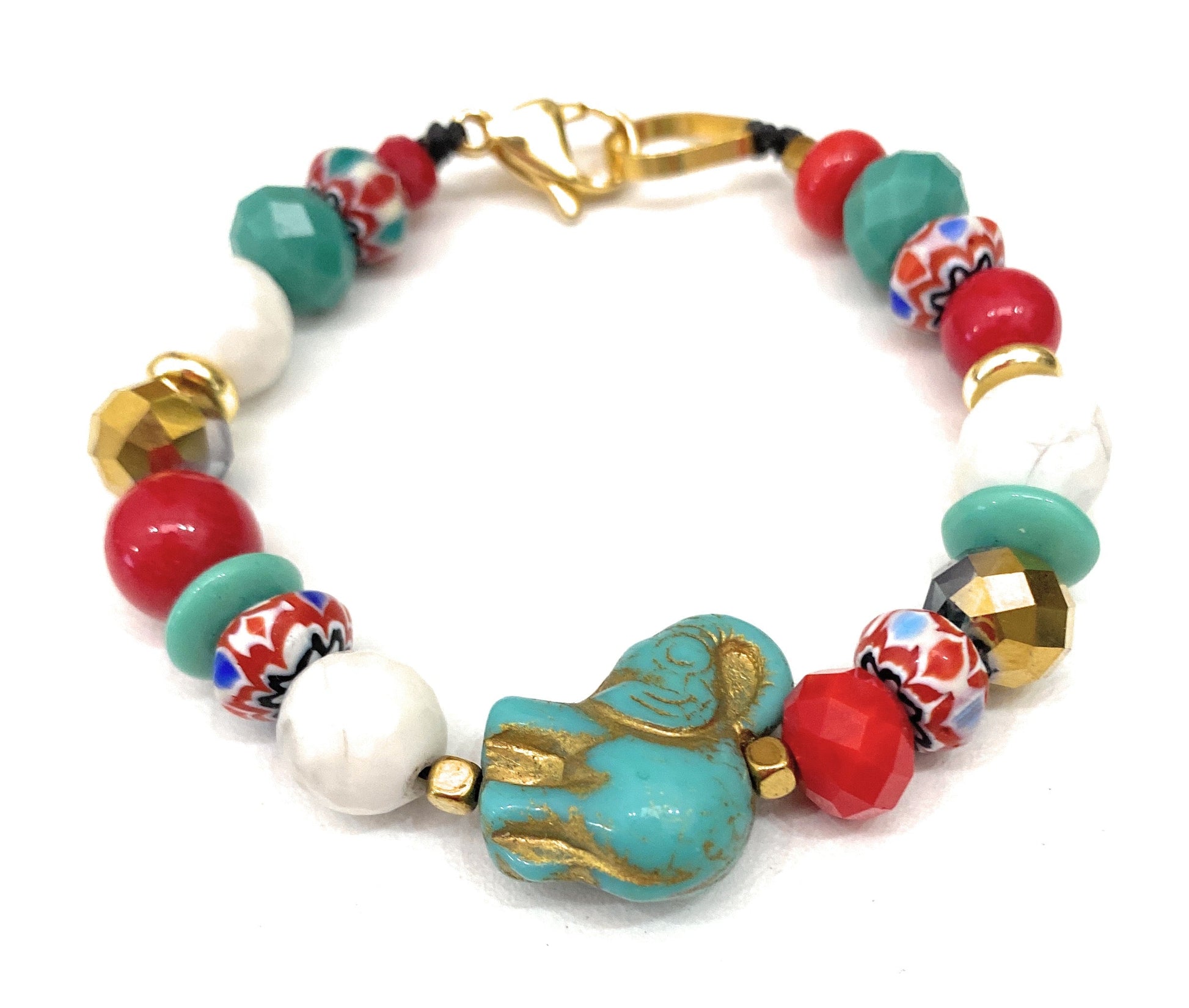 Pulsera de Colores de Vidrio Africano - GRANATE 27