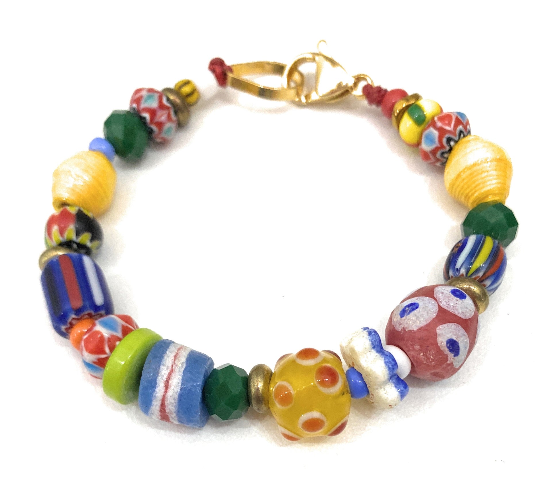 Pulsera de Colores de Vidrio Africano - GRANATE 27