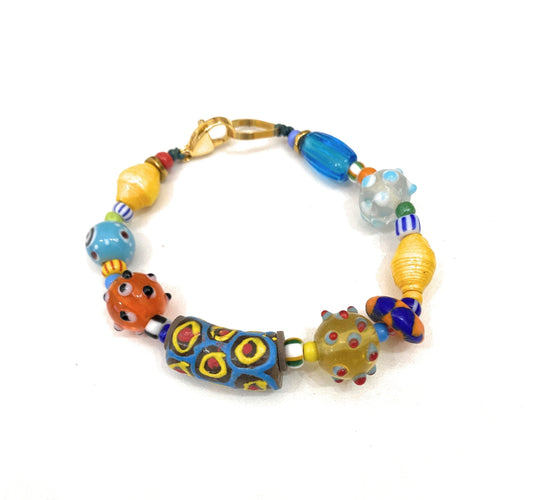 Pulsera de Colores de Vidrio Africano - GRANATE 27