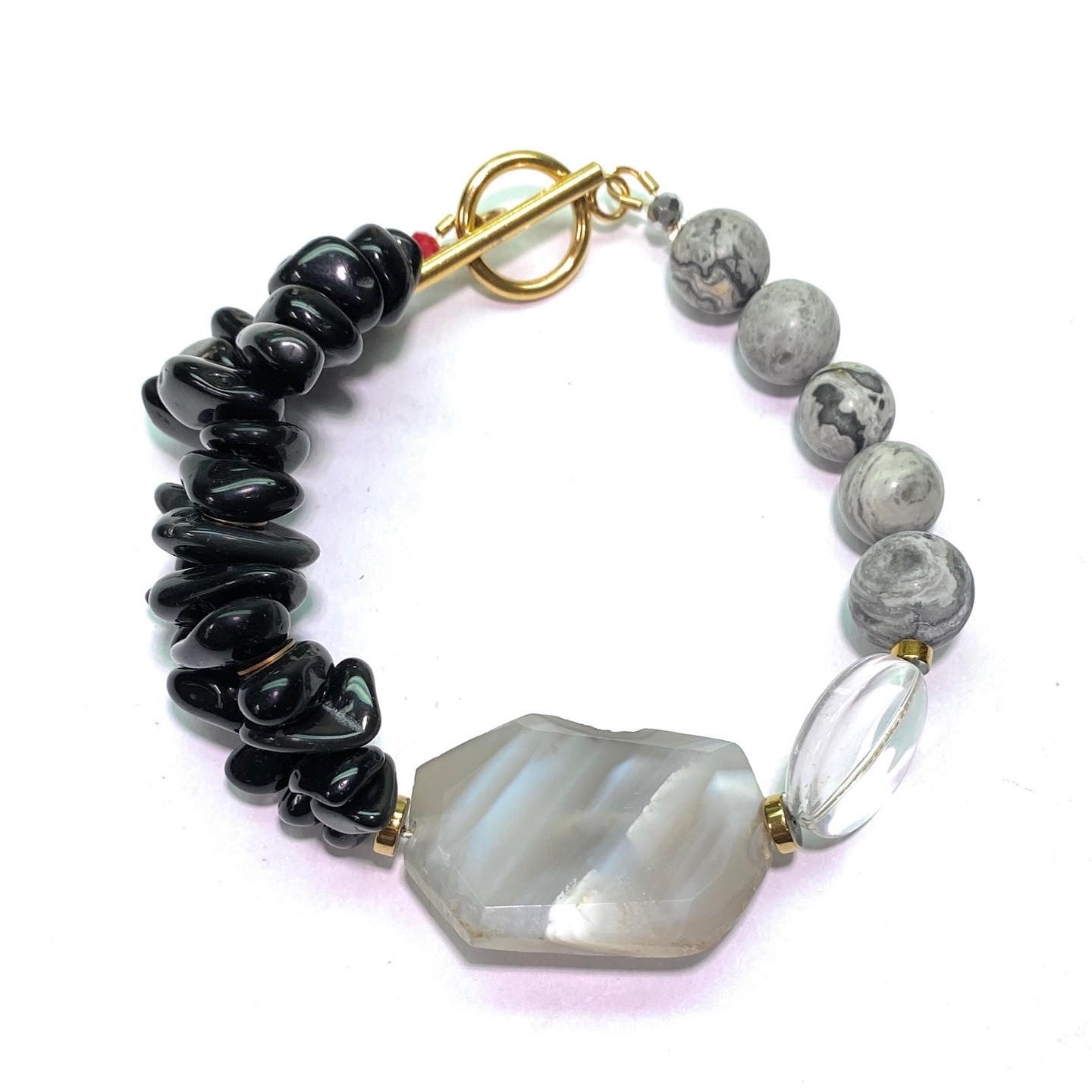 Pulsera de Jaspe Spider, Ónix y Ágata Lace - GRANATE 27