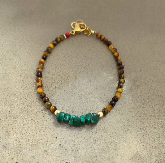 Pulsera de Ojo de Tigre y Malaquita - GRANATE 27