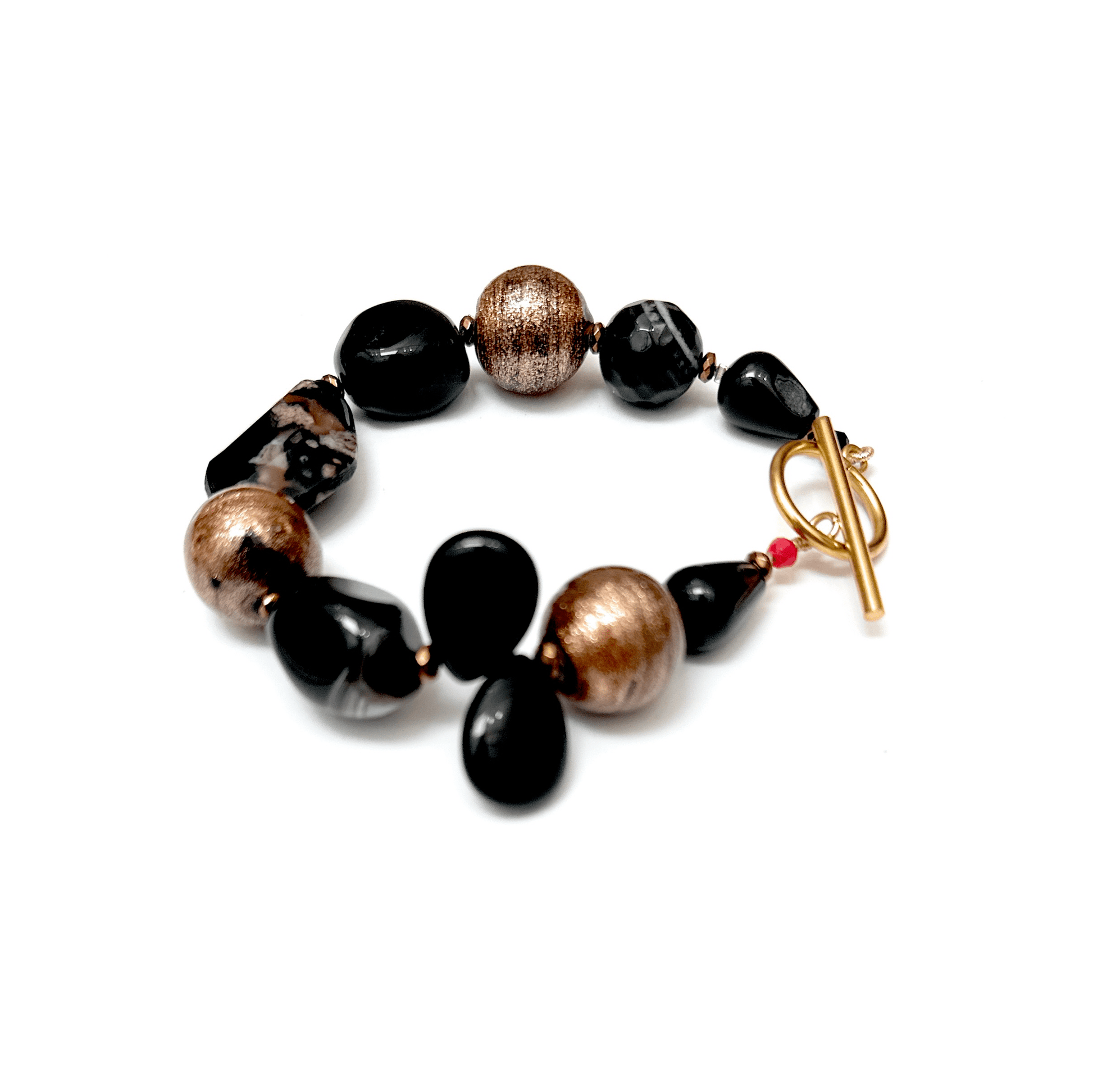 Pulsera de Ónix, Ágata y Murano - GRANATE 27