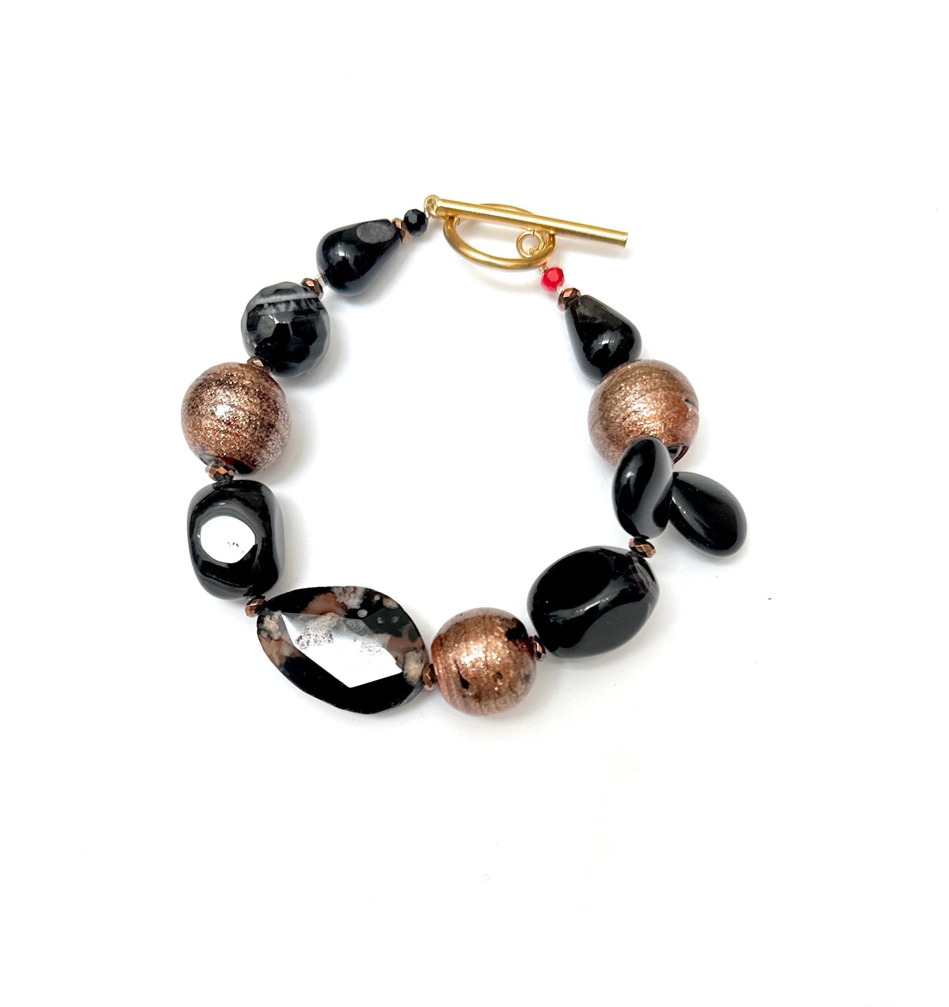 Pulsera de Ónix, Ágata y Murano - GRANATE 27