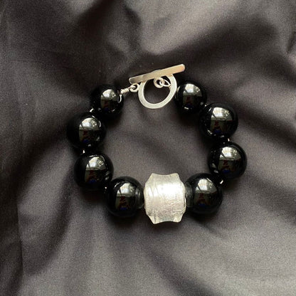 PULSERA DE ONIX Y MURANO - GRANATE 27
