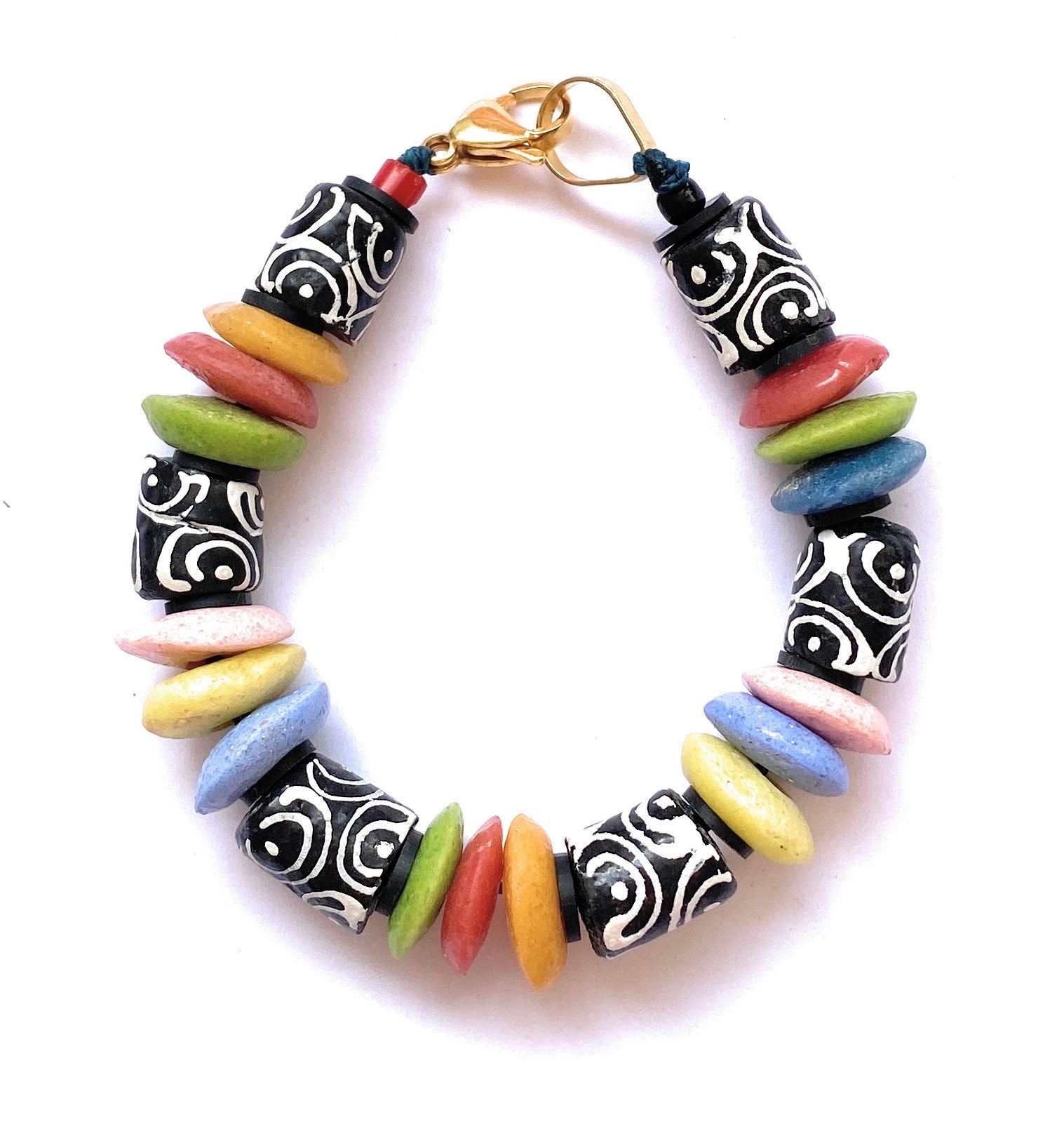 Pulsera de Vidrio Africano Multicolor - GRANATE 27