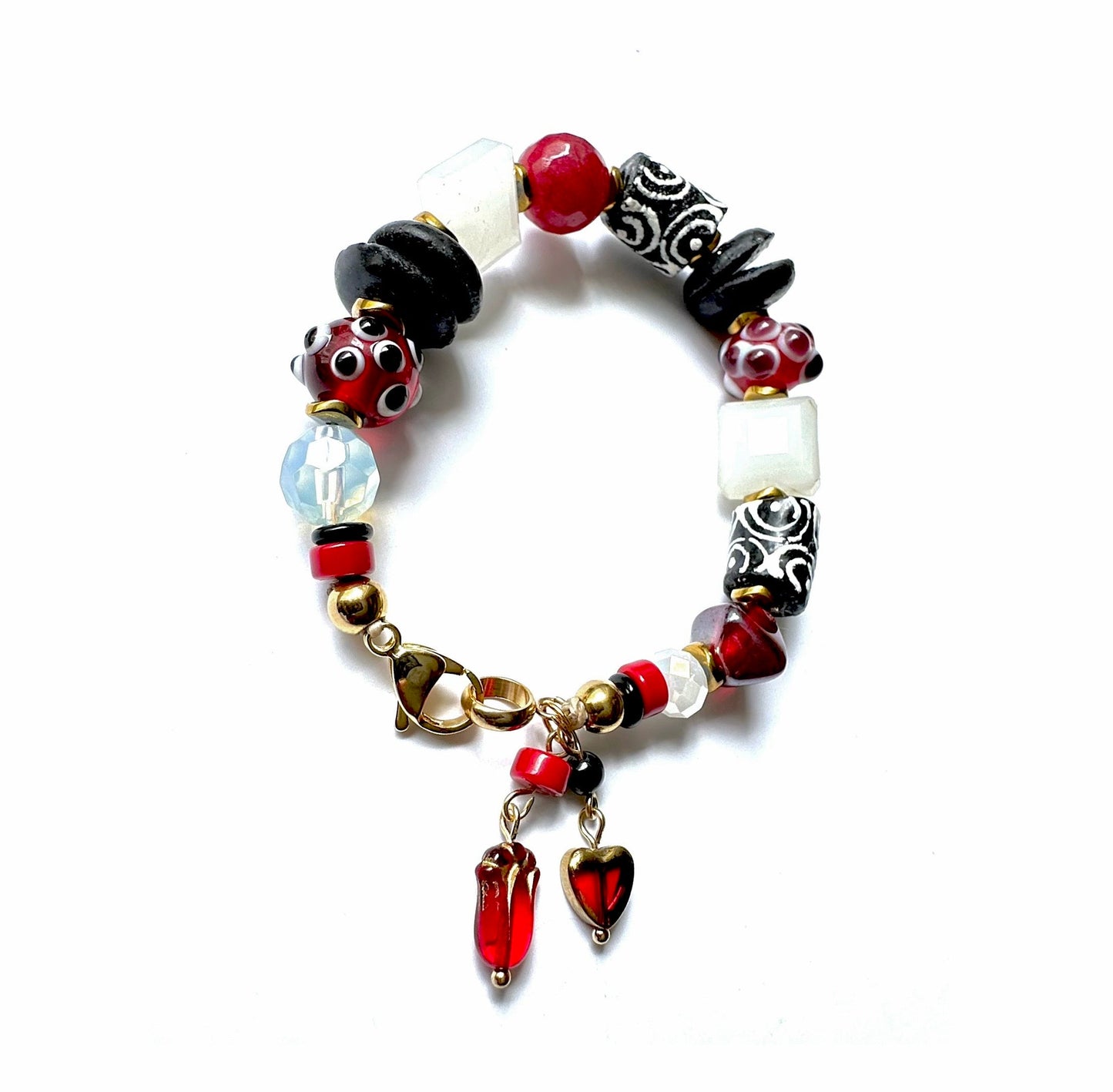 Pulsera Georgina Vidrio Africano y Murano - GRANATE 27