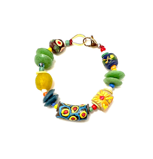 Pulsera Lima Vidrio Africano - GRANATE 27