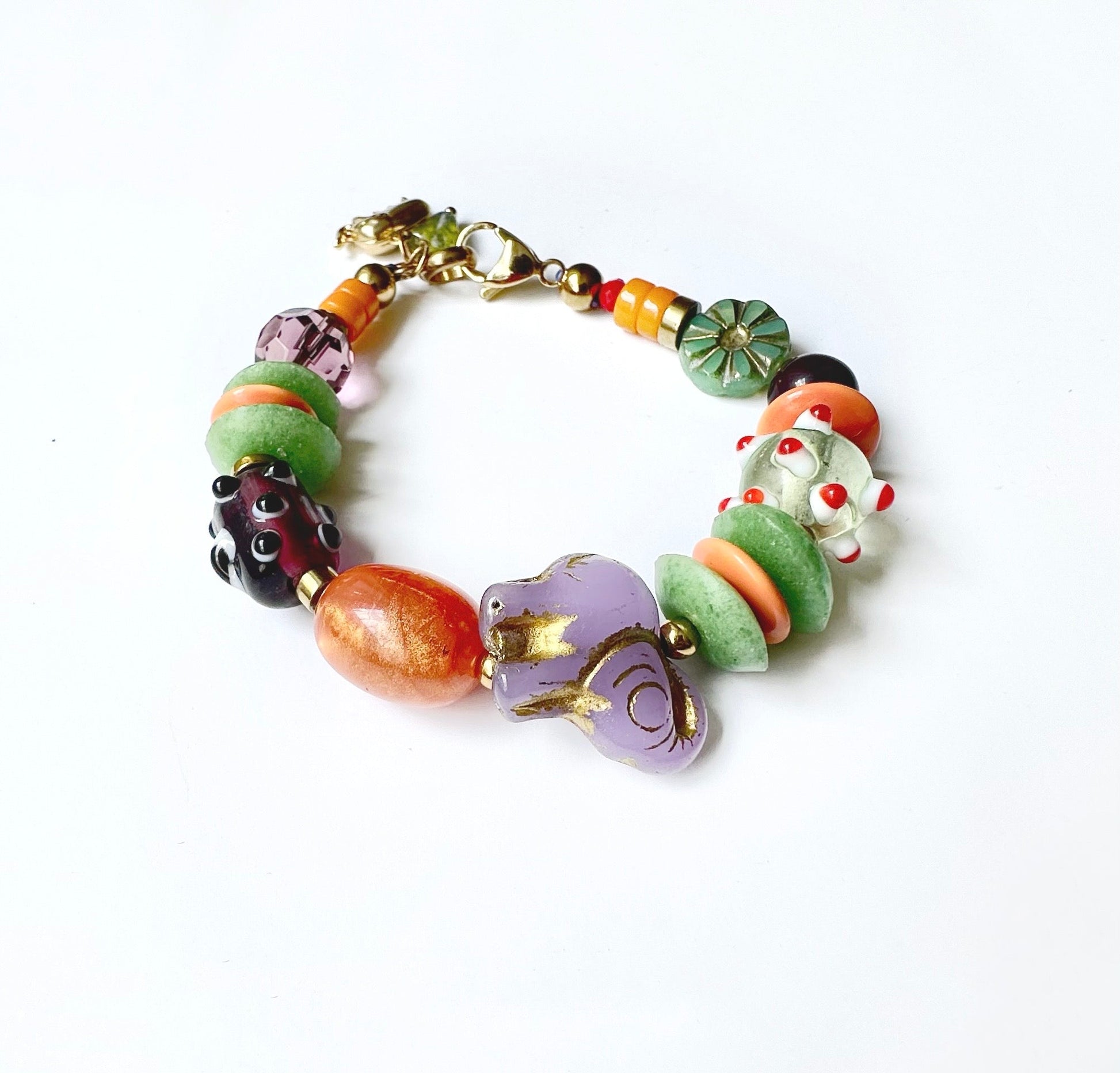 Pulsera Naima Vidrio Africano y Murano - GRANATE 27
