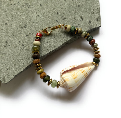 Pulsera Piedras Naturales y Concha - GRANATE 27