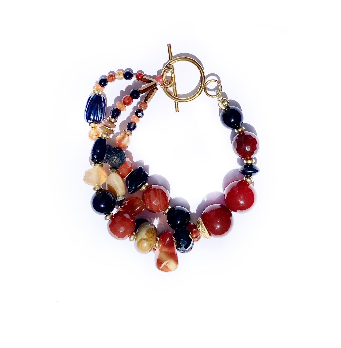Pulsera Triple Mix Piedras Naturales - GRANATE 27
