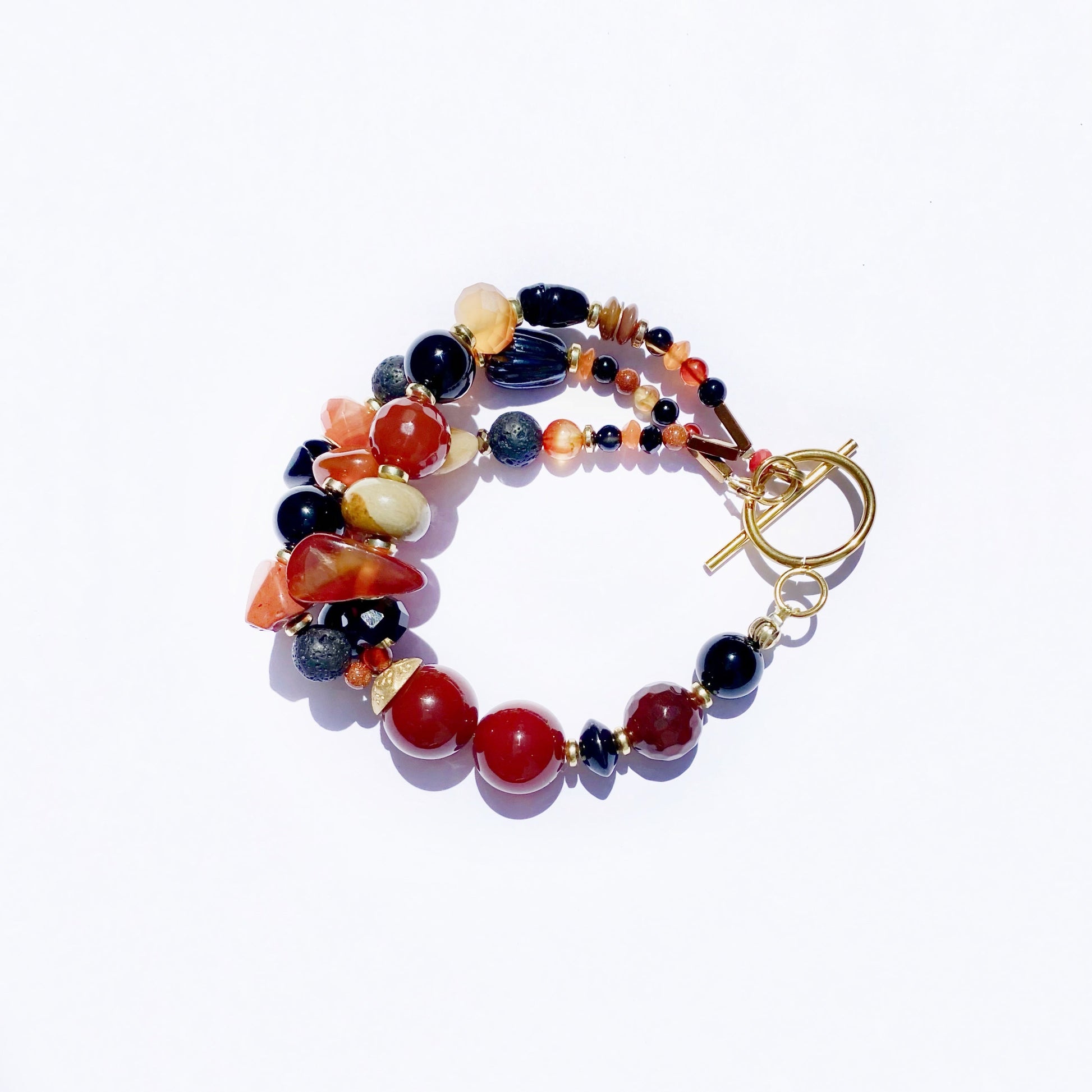 Pulsera Triple Mix Piedras Naturales - GRANATE 27