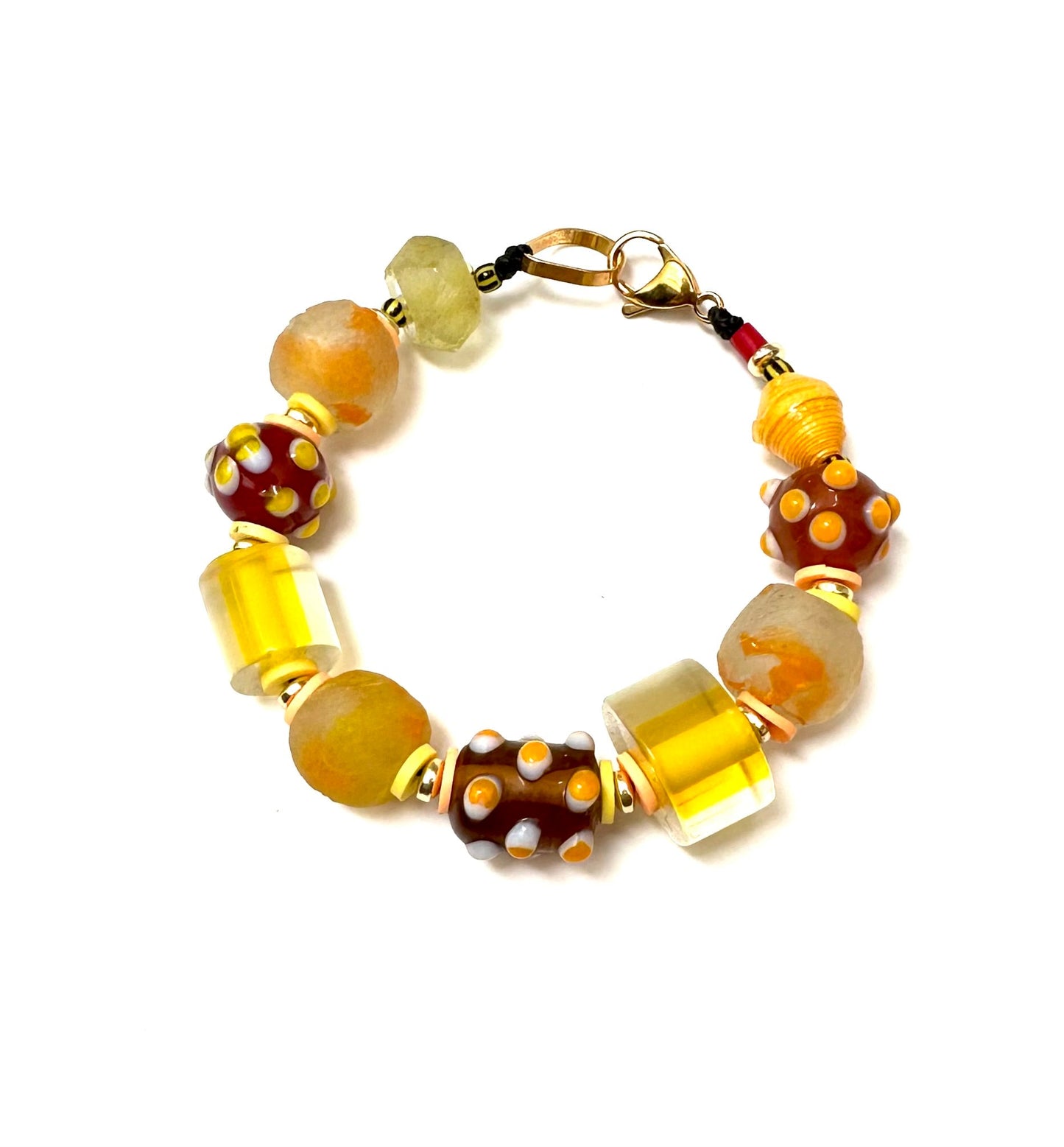 Pulsera Tuscany Vidrio Africano y Murano - GRANATE 27