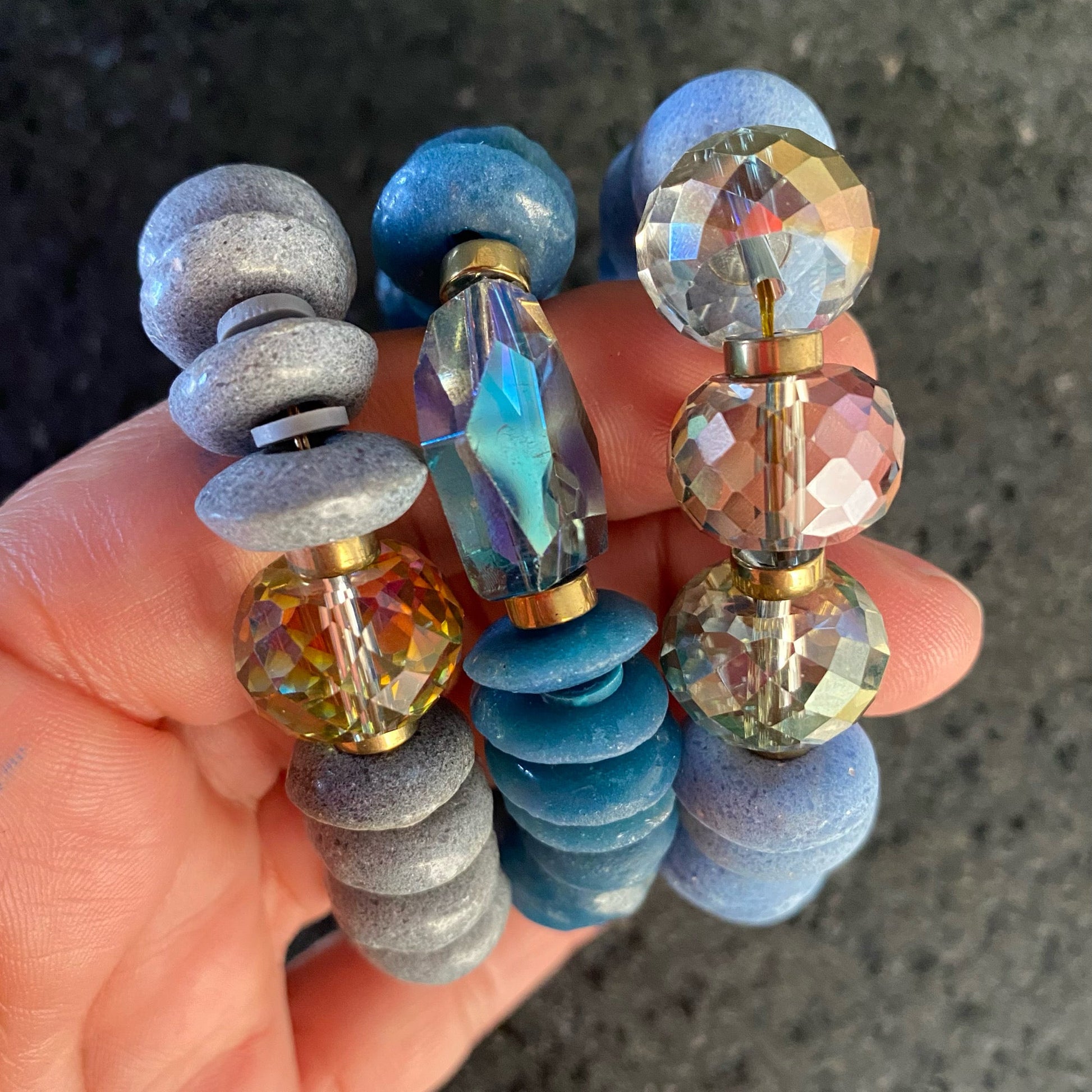 Pulseras de Vidrio Africano y Cristal - GRANATE 27