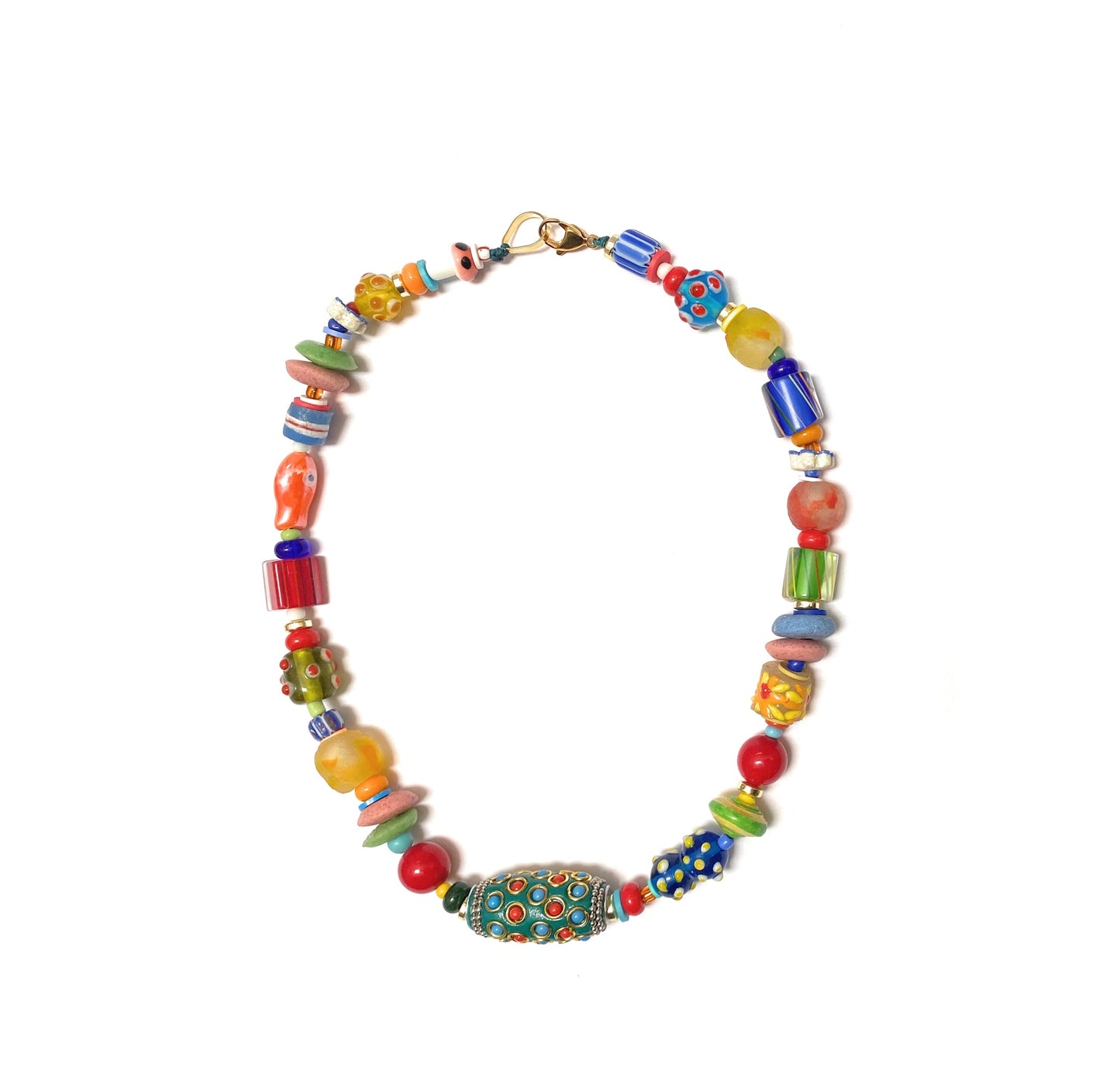 Collar de Vidrio Africano Multicolor - GRANATE 27