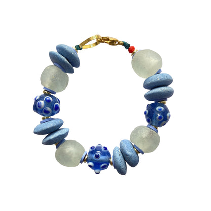 Copia de Pulsera de Vidrio Africano y Murano - GRANATE 27