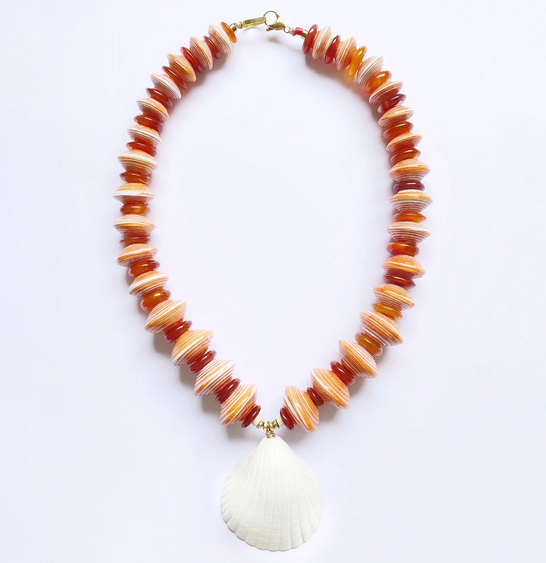 Maxi Collar de Ágata y Paper Beads - GRANATE 27