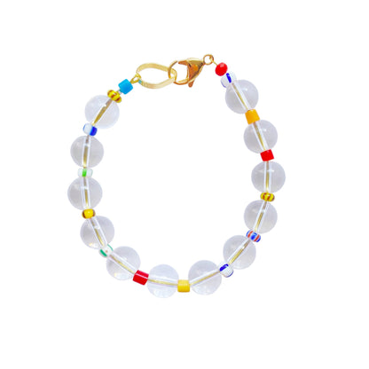 Pulsera de Cristal Transparente y Vidrio Africano - GRANATE 27