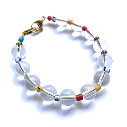 Pulsera de Cristal Transparente y Vidrio Africano - GRANATE 27