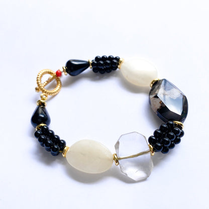 Pulsera de Piedras Naturales en Negro - GRANATE 27