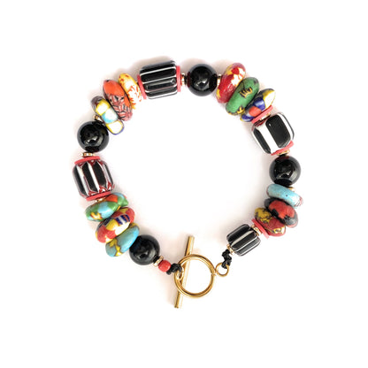 Pulsera de Vidrio Africano - GRANATE 27