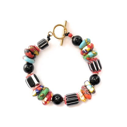 Pulsera de Vidrio Africano - GRANATE 27