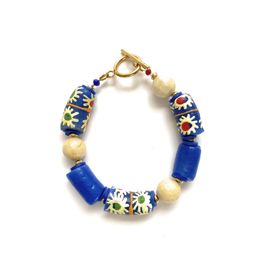 Pulsera de Vidrio Africano Azul - GRANATE 27