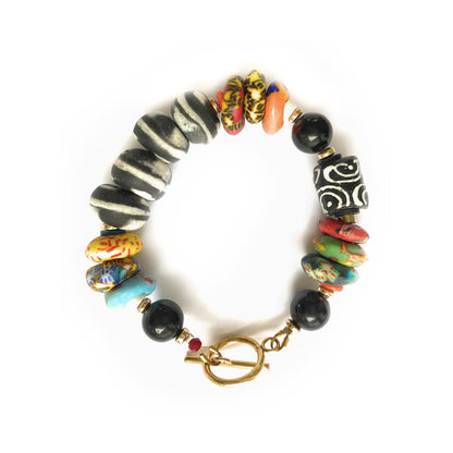 Pulsera Multicolor de Vidrio Africano - GRANATE 27