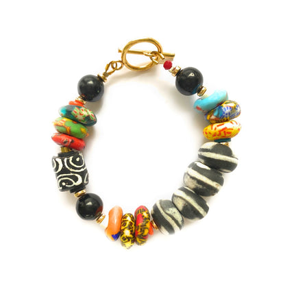 Pulsera Multicolor de Vidrio Africano - GRANATE 27